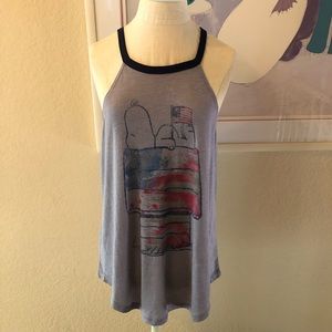 Peanuts Snoopy American Flag Patriotic Graphic Tank Top